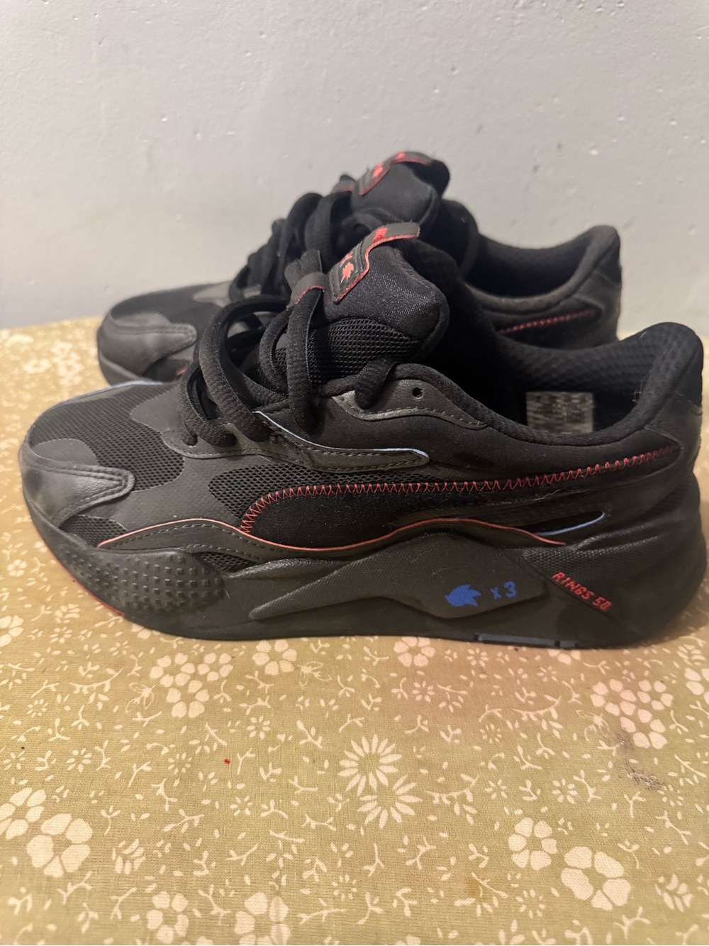 Puma RS-X3 Running System Black Red Blue Sneakers Men’s 7 Women’s 8.5